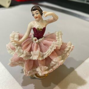 VTG Dresden Porcelain Ballerina Lace Figurine Dancer GERMANY Doll